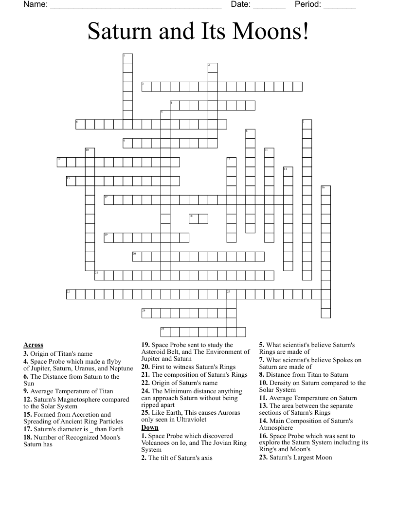 Saturn Crossword WordMint Saturn Crossword WordMint