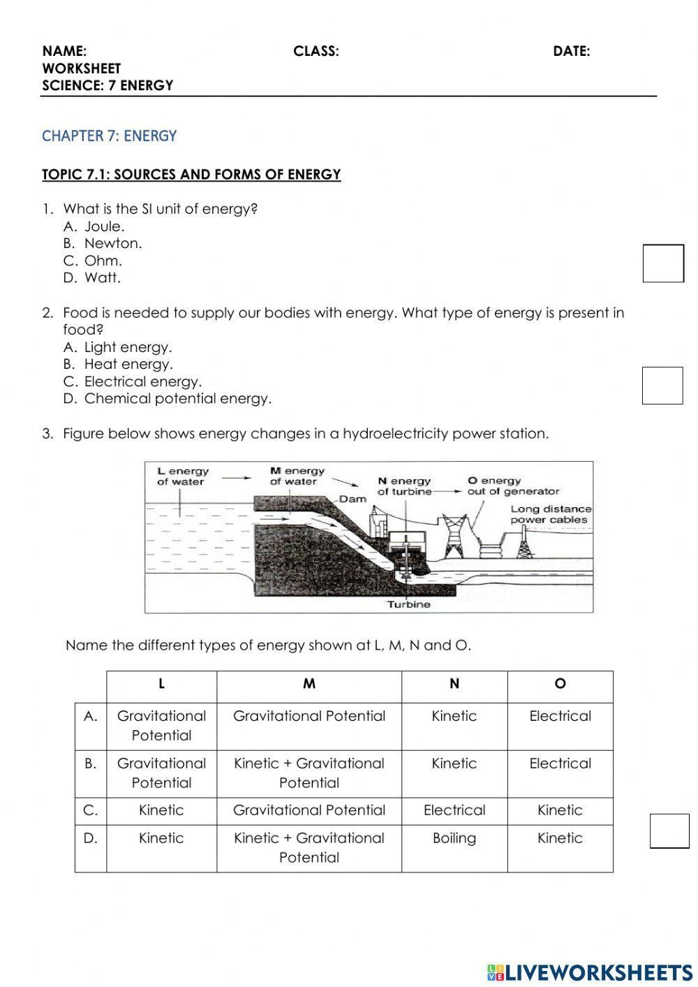 Science 7 Energy Worksheet Worksheet Live Worksheets Worksheets Library Science 7 Energy Worksheet Worksheet Live Worksheets Worksheets Library