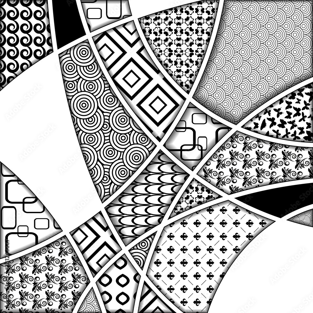 Set Of Different Black And White Zentangle Square Patterns Stock Vector Adobe Stock