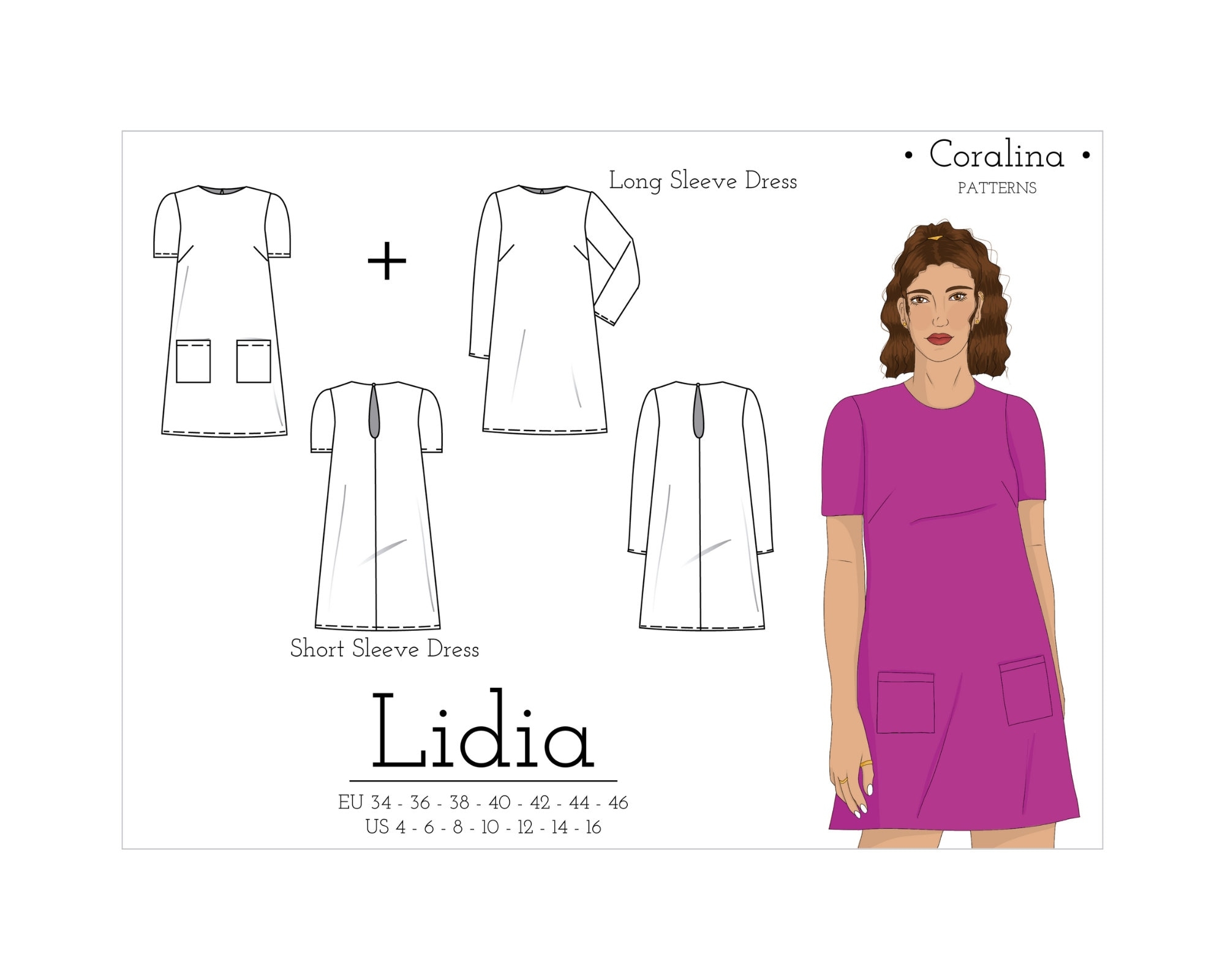 Shift Dress PDF Sewing Pattern A line Dress With Pockets Sizes 4 16 EU 34 46 Two Style Options Instant Download Etsy Shift Dress PDF Sewing Pattern A line Dress With Pockets Sizes 4 16 EU 34 46 Two Style Options Instant Download Etsy