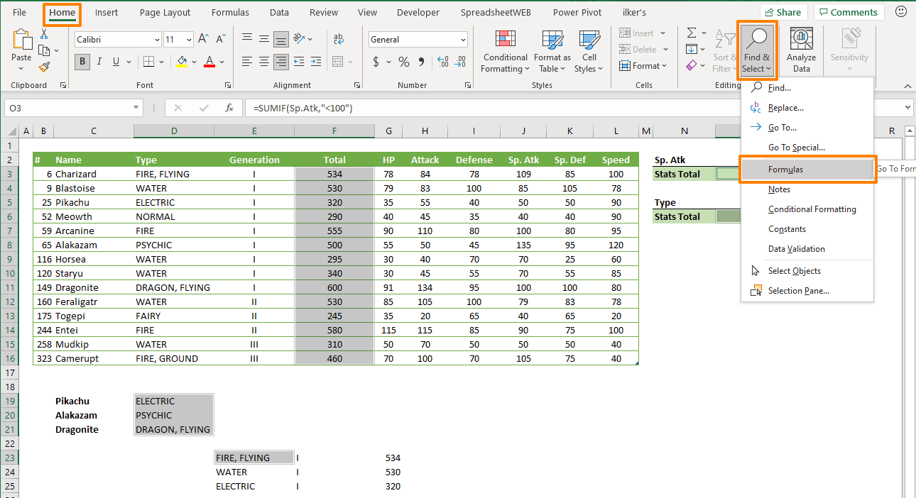 display the formulas in the worksheet