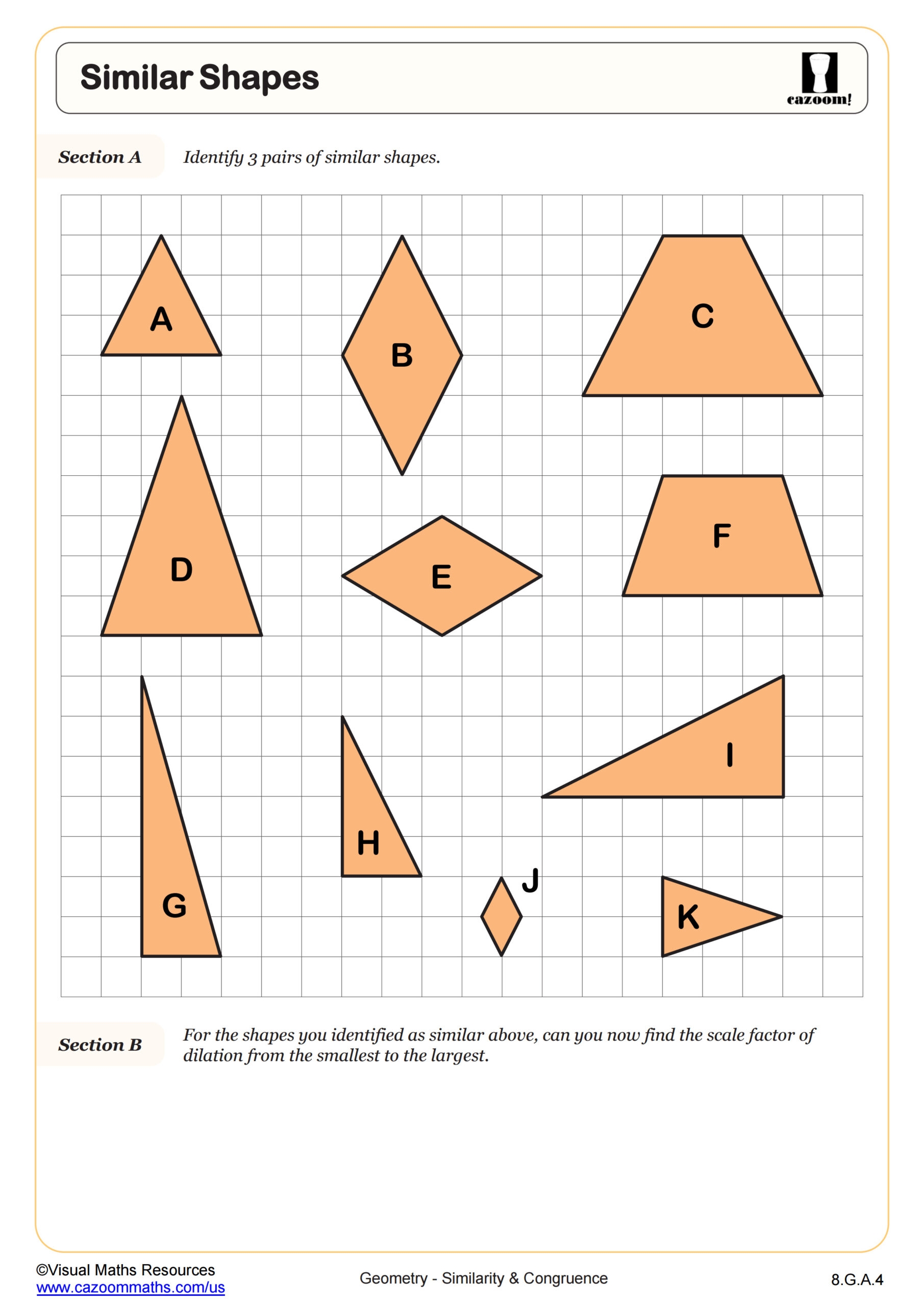 Similar Triangles A Worksheet PDF Printable Geometry Worksheet Cazoom Math Similar Triangles A Worksheet PDF Printable Geometry Worksheet Cazoom Math