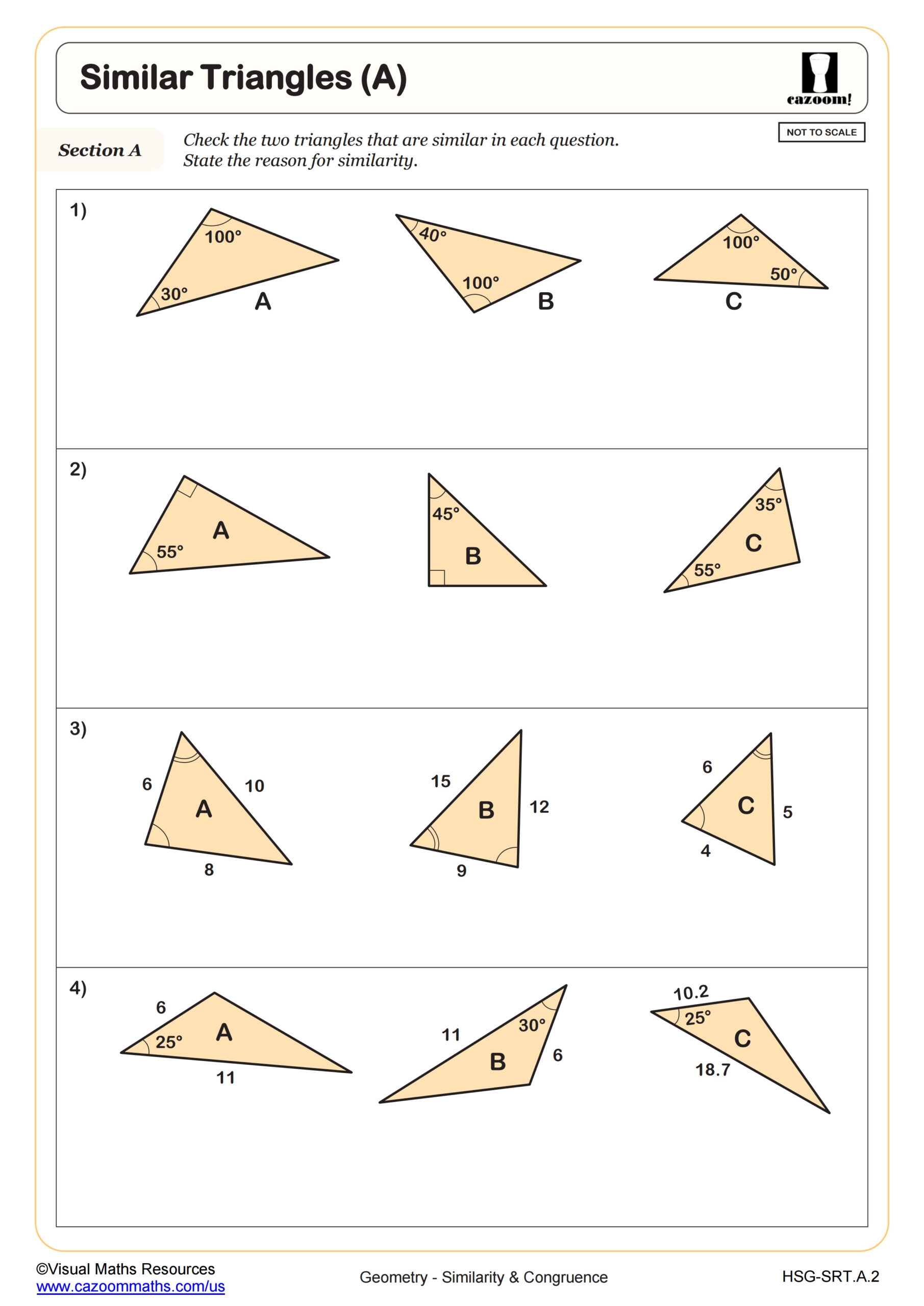 Similar Triangles A Worksheet PDF Printable Geometry Worksheet Cazoom Math Similar Triangles A Worksheet PDF Printable Geometry Worksheet Cazoom Math