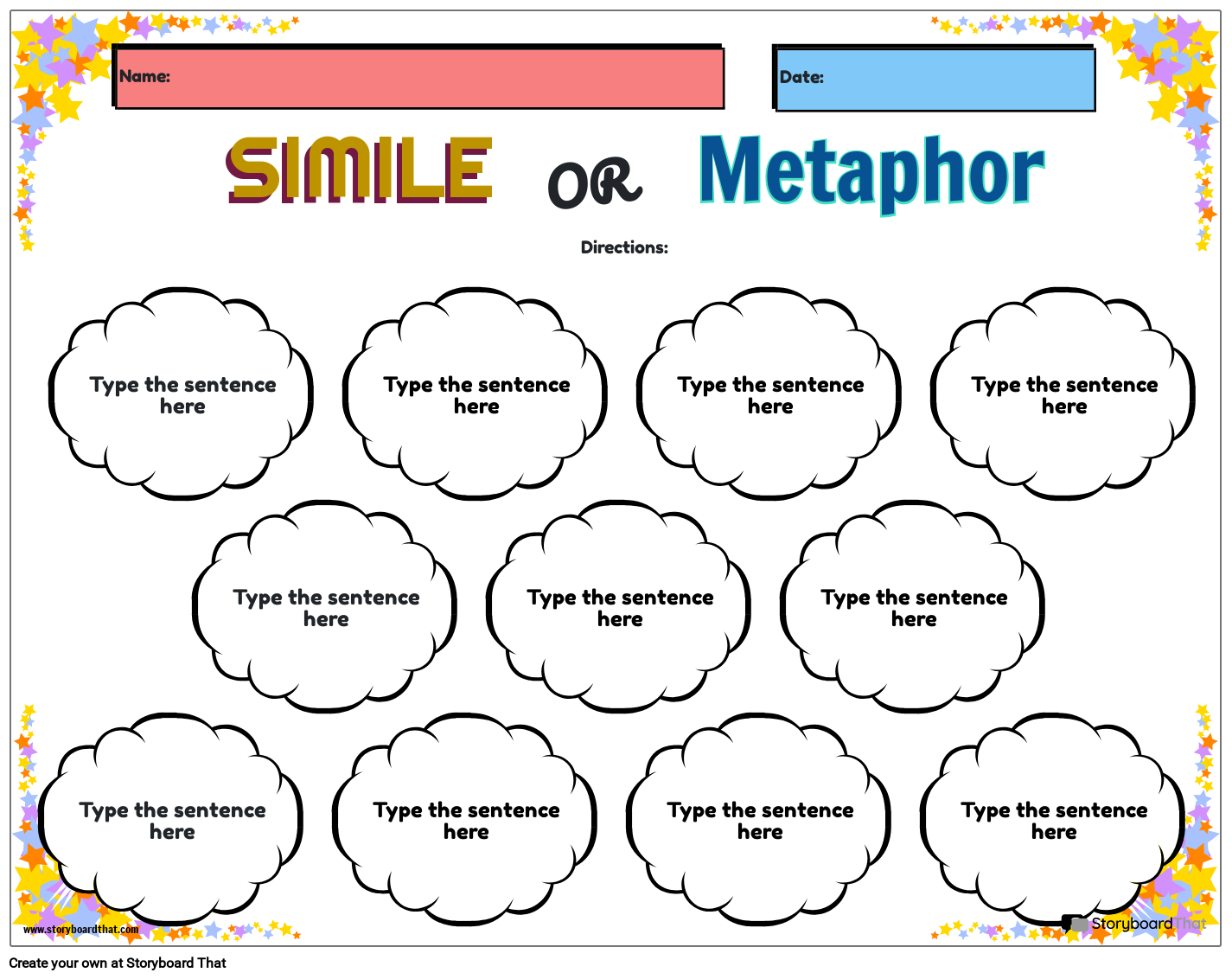 Simile And Metaphor Worksheets Create With Storyboard That Simile And Metaphor Worksheets Create With Storyboard That