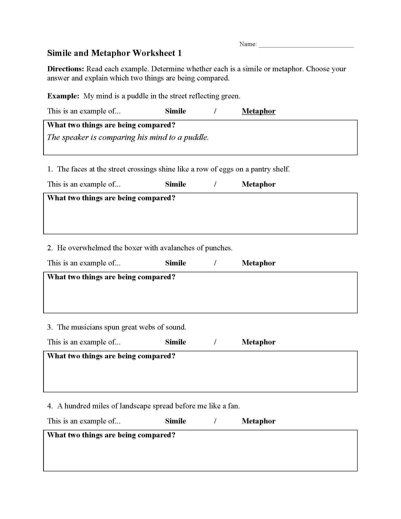 Simile And Metaphor Worksheets Ereading Worksheets Simile And Metaphor Worksheets Ereading Worksheets