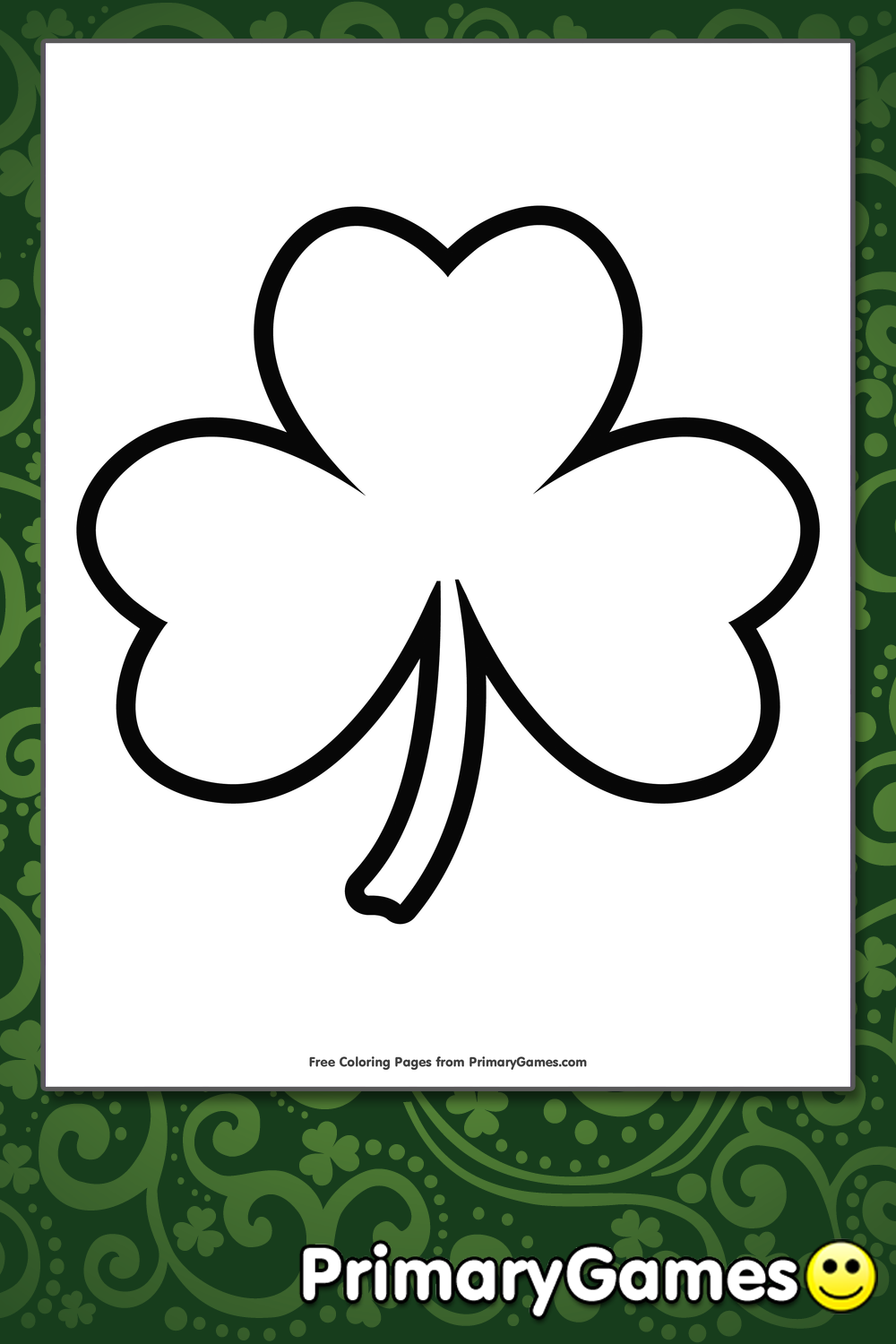 Simple Shamrock Outline Coloring Page FREE Printable PDF From PrimaryGames Simple Shamrock Outline Coloring Page FREE Printable PDF From PrimaryGames