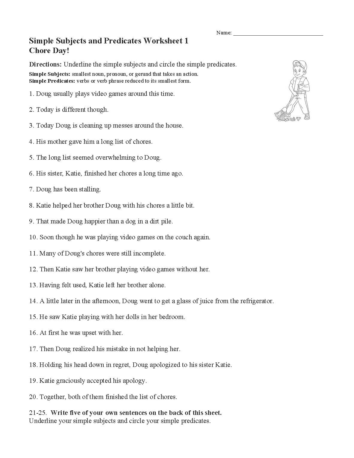 Simple Subjects And Predicates Worksheet 1 Sentence Structure Activity Simple Subjects And Predicates Worksheet 1 Sentence Structure Activity