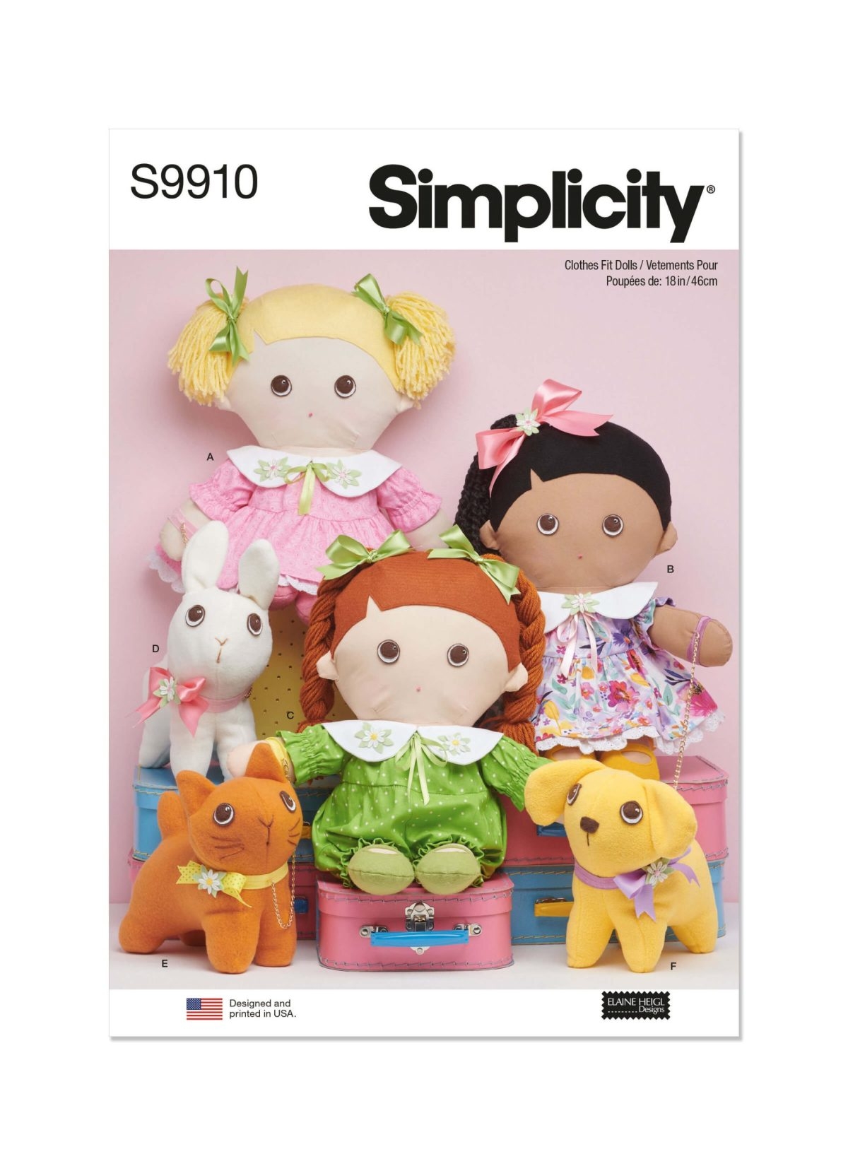 Simplicity Sewing Pattern S9910 Plush Dolls With Clothes And Plush Pets By Elaine Heigl Designs Sewdirect
