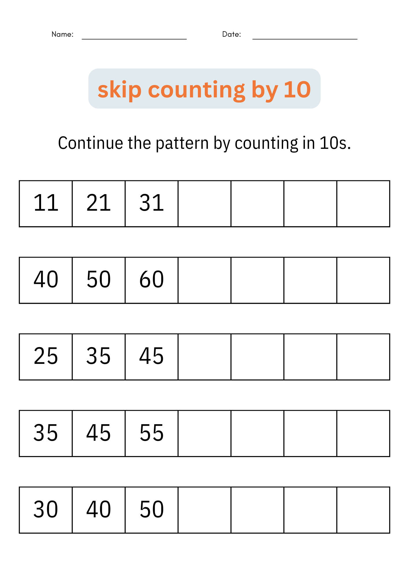 Skip Counting By 10 Numbers Math Practice Worksheets For 1st 2nd Grade Made By Teachers Skip Counting By 10 Numbers Math Practice Worksheets For 1st 2nd Grade Made By Teachers