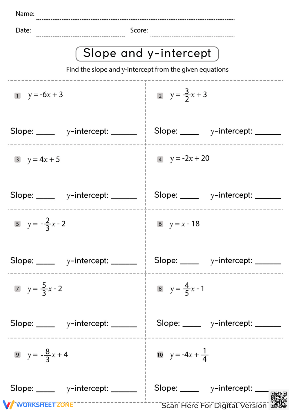 slope and slope intercept form worksheet slope and slope intercept form worksheet