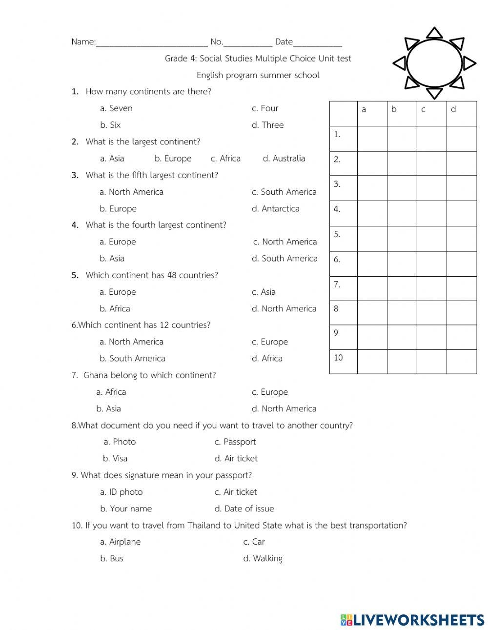 Social Studies Grade 4 Unit Test Activity For Grade 4 Live Worksheets Library Social Studies Grade 4 Unit Test Activity For Grade 4 Live Worksheets Library