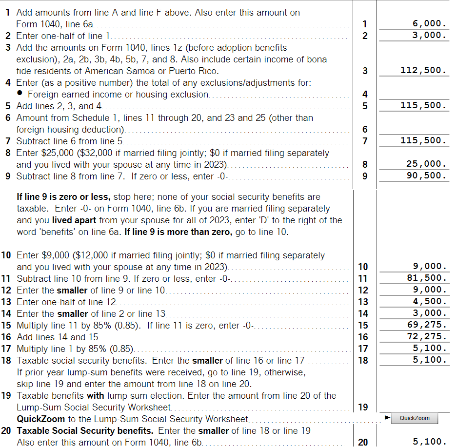 Solved Taxable Social Security Worksheet Solved Taxable Social Security Worksheet