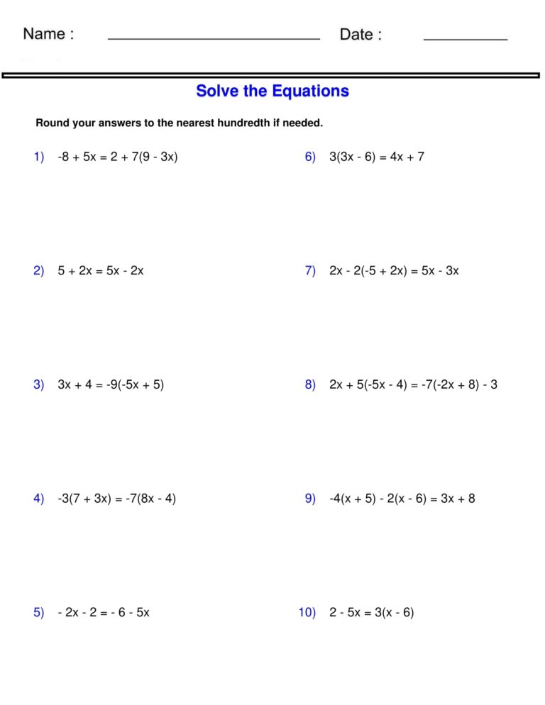 Solving Equations With Variables On Both Sides Worksheet Made By Teachers