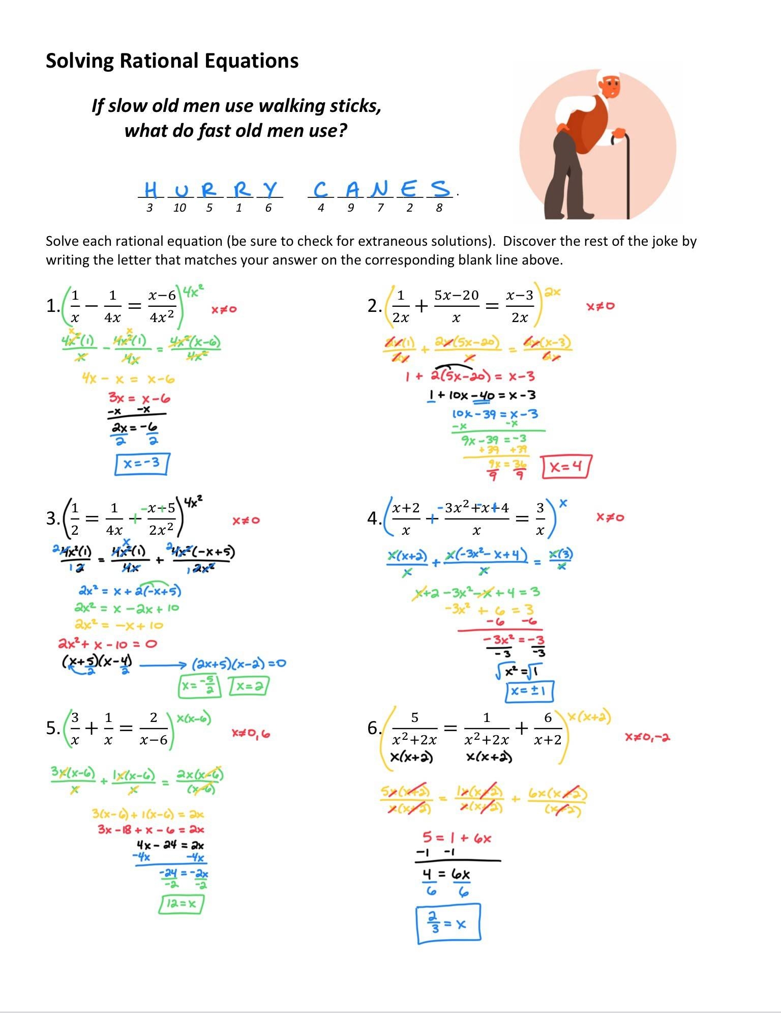 Solving Rational Equations Joke Worksheet 6 With Answer Key TPT Solving Rational Equations Joke Worksheet 6 With Answer Key TPT