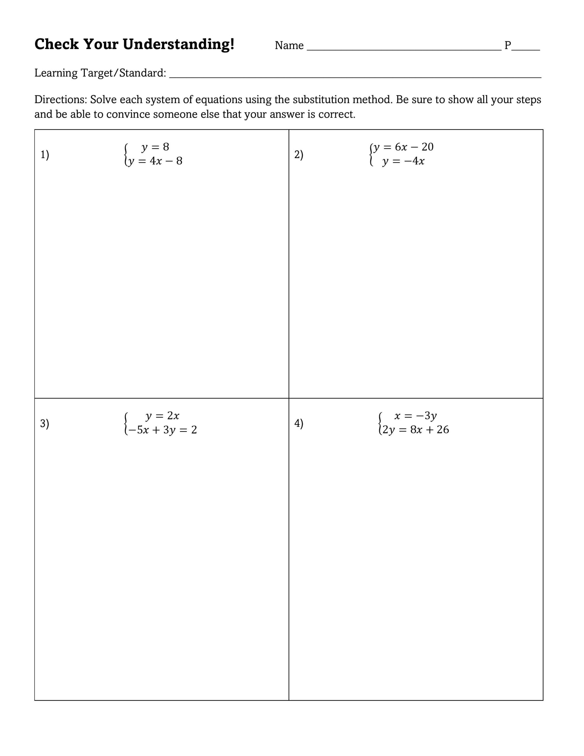 solving systems by substitution worksheet solving systems by substitution worksheet