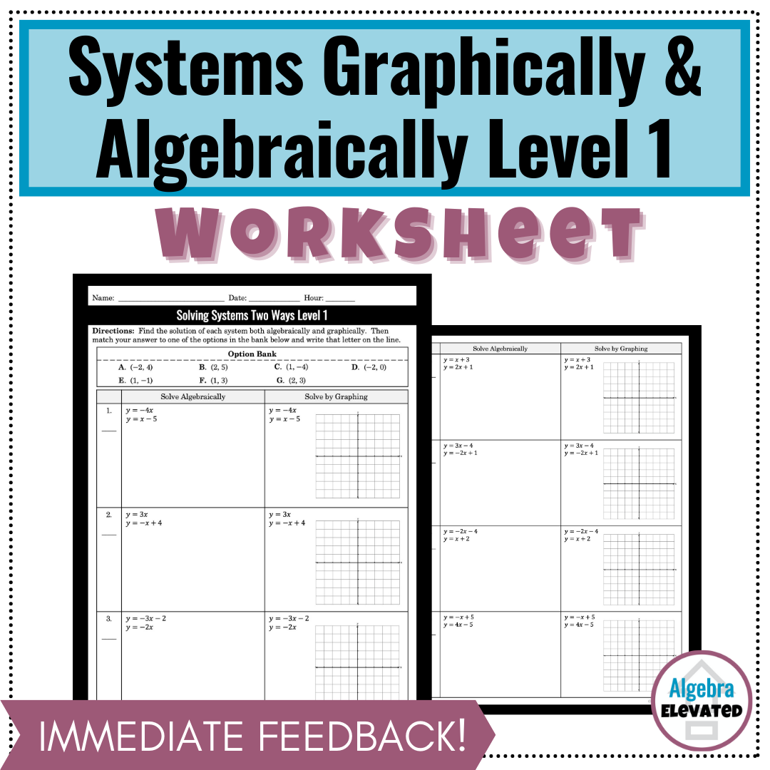 Solving Systems Of Equations With Substitution And Graphically Level 1 Made By Teachers Solving Systems Of Equations With Substitution And Graphically Level 1 Made By Teachers