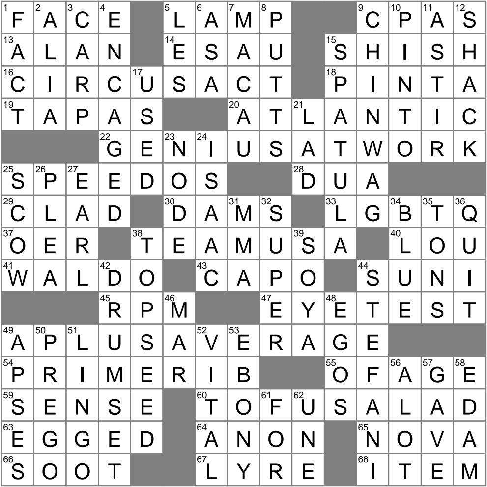 Splashy Suits Crossword Clue Archives LAXCrossword
