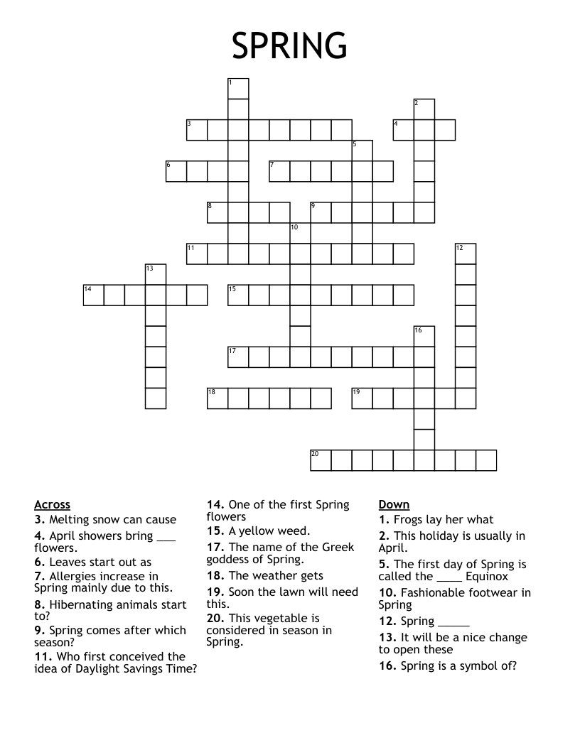 SPRING Crossword WordMint SPRING Crossword WordMint