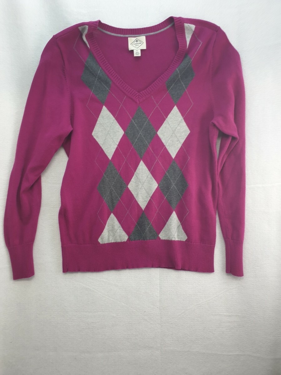 St Johns Bay Women s Purple Size PL Argyle Sweater Gray Grey Long Sleeves EBay St Johns Bay Women s Purple Size PL Argyle Sweater Gray Grey Long Sleeves EBay