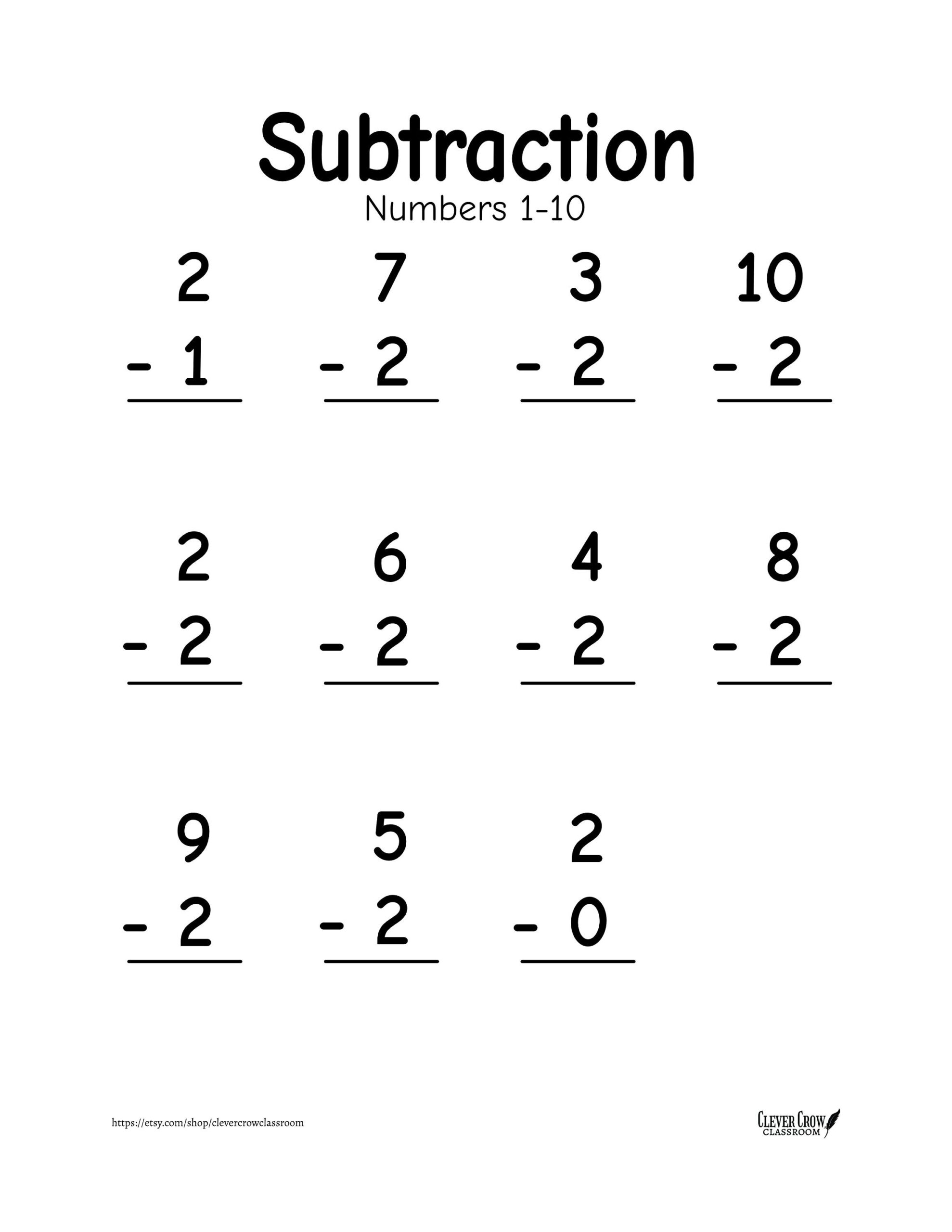 Subtraction Worksheets Numbers 1 10 20 Printable Worksheets Vertical And Horizontal Formats Preschool 1st Grade Math Etsy Subtraction Worksheets Numbers 1 10 20 Printable Worksheets Vertical And Horizontal Formats Preschool 1st Grade Math Etsy