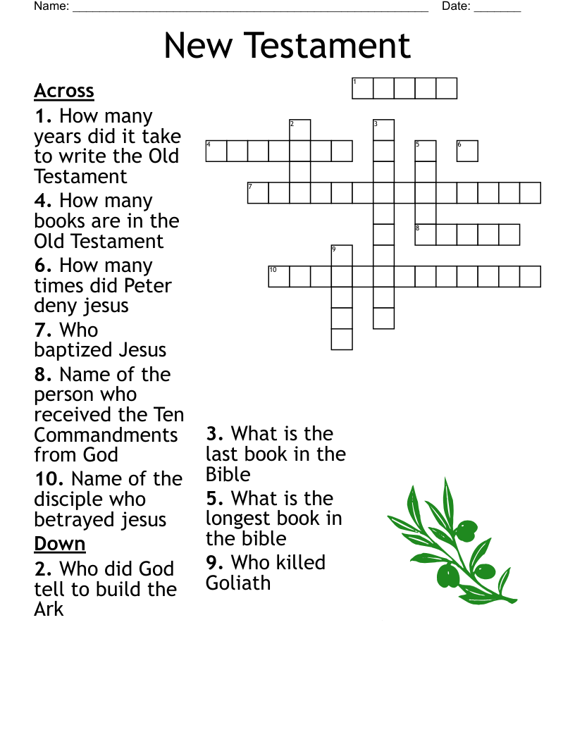 Sunday School Crossword WordMint