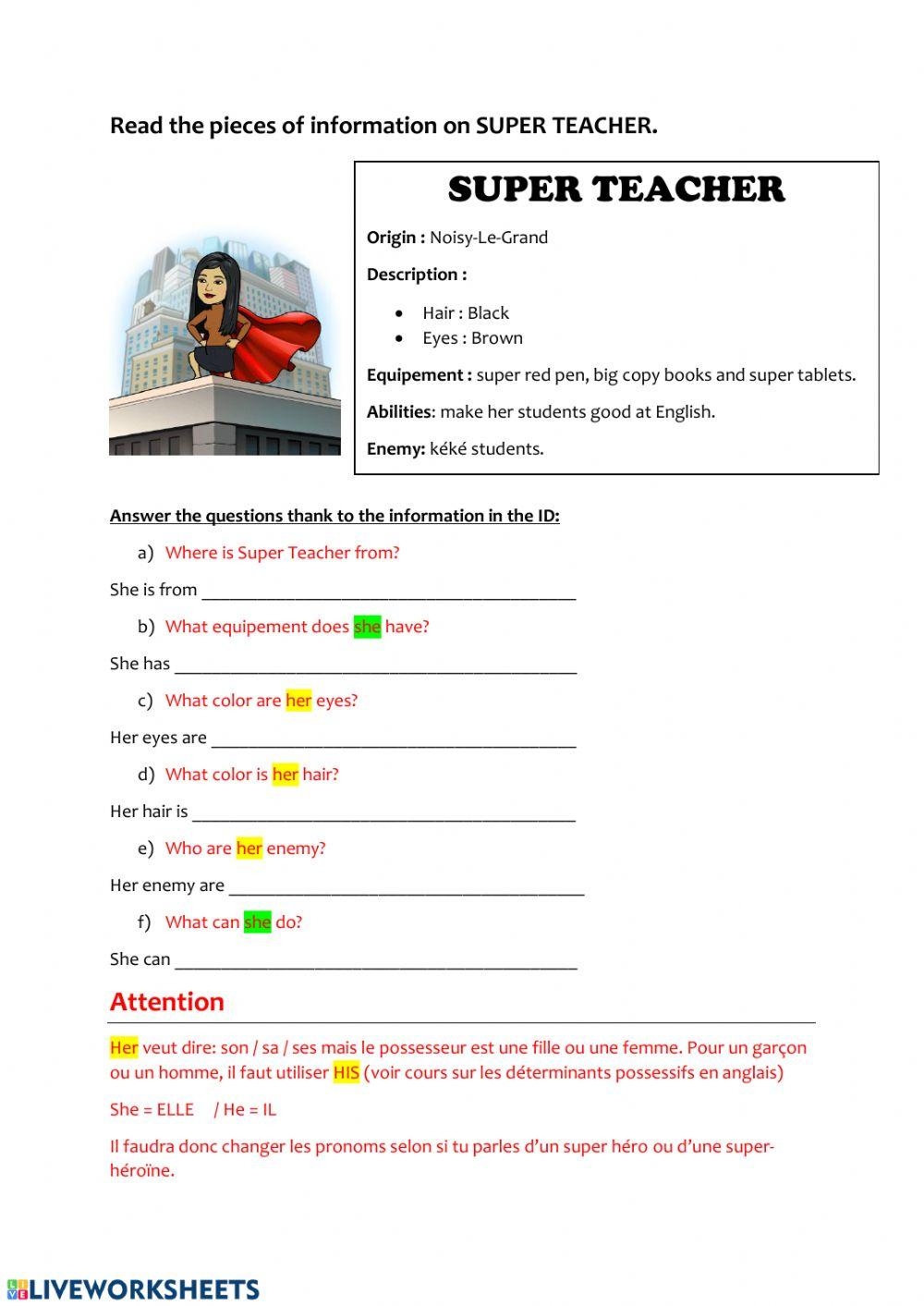 Super Teacher ID Identity Card Online Exercise For Live Worksheets Worksheets Library