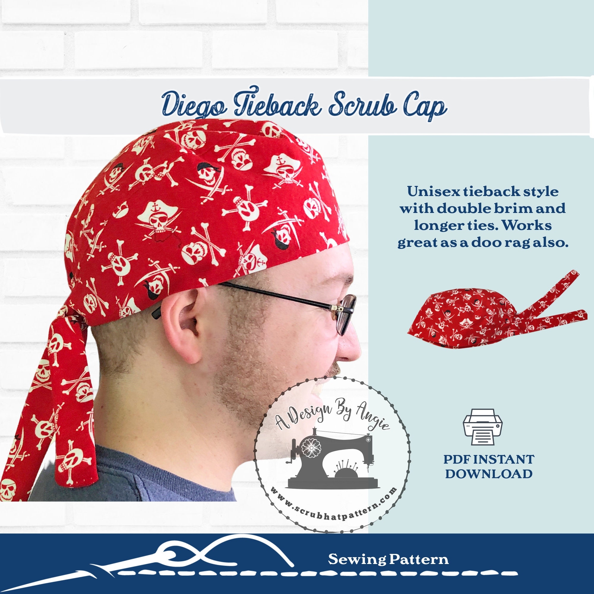 Surgical Scrub Cap Pattern Tieback Men s Or Women s Scrub Hat Doo Rag Download Sewing Pattern For Printing Diego Etsy Surgical Scrub Cap Pattern Tieback Men s Or Women s Scrub Hat Doo Rag Download Sewing Pattern For Printing Diego Etsy