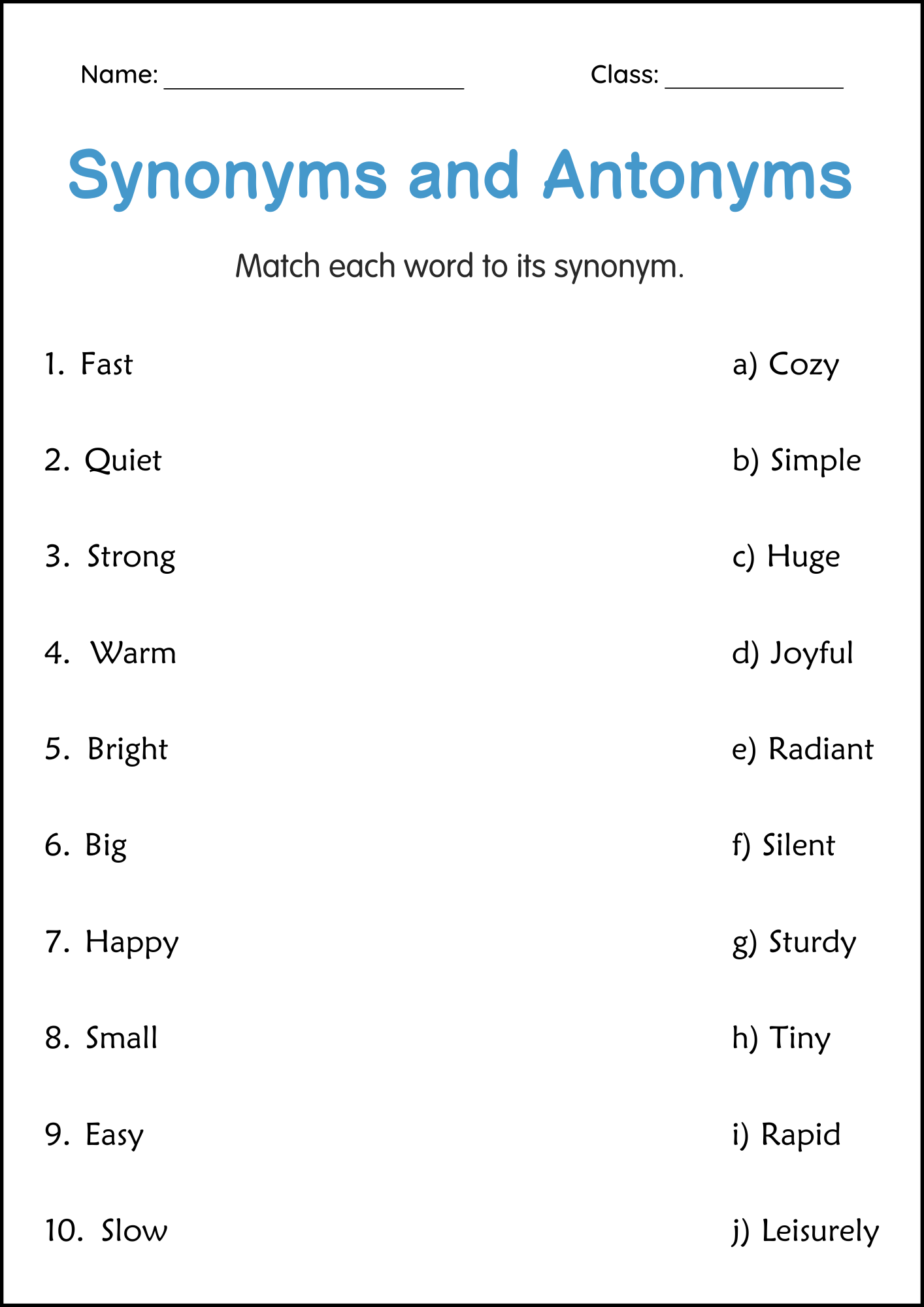 Synonyms And Antonyms Grammar Worksheet For Grade 2 Made By Teachers Synonyms And Antonyms Grammar Worksheet For Grade 2 Made By Teachers