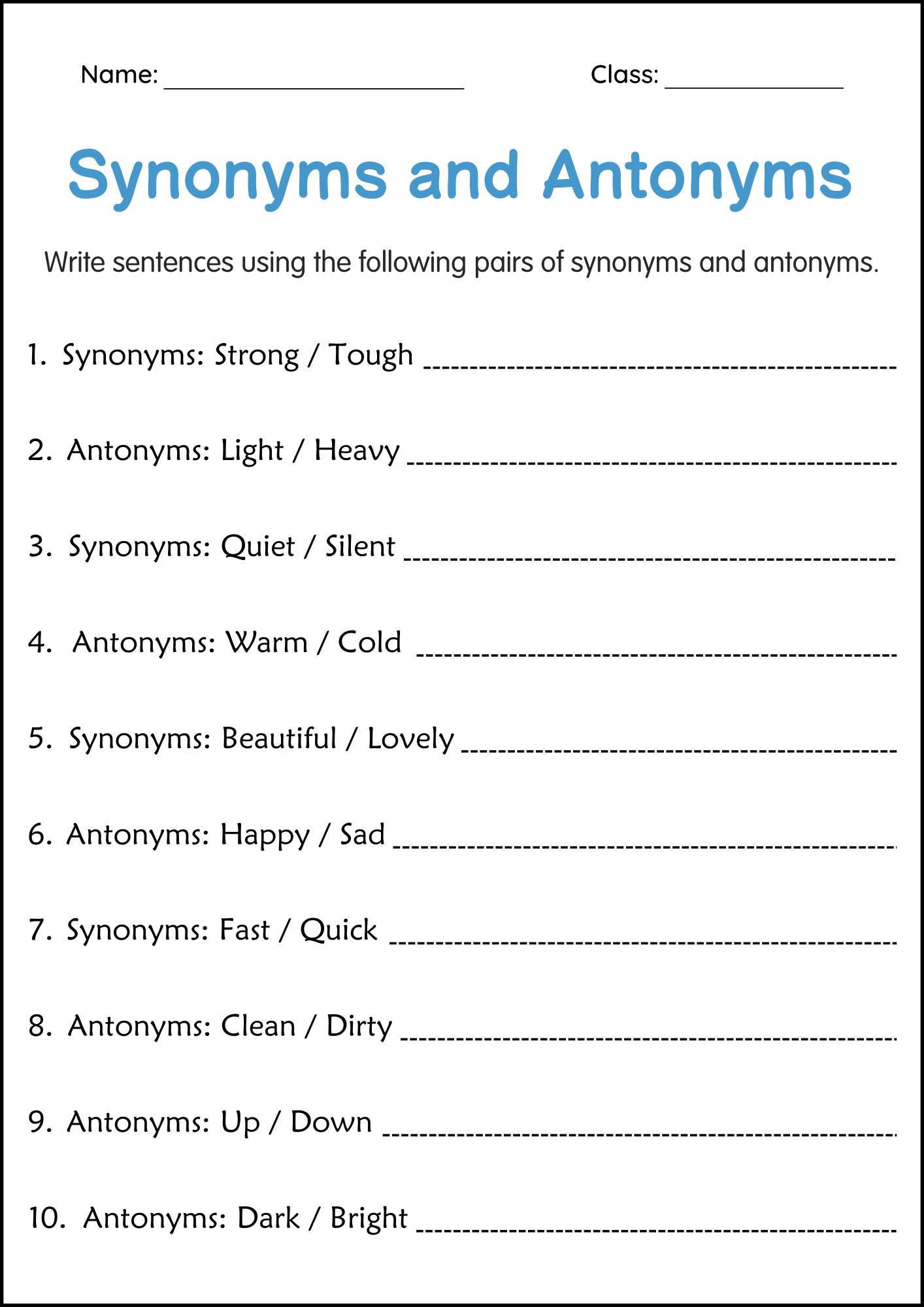 Synonyms And Antonyms Grammar Worksheet For Grade 2 Made By Teachers Synonyms And Antonyms Grammar Worksheet For Grade 2 Made By Teachers