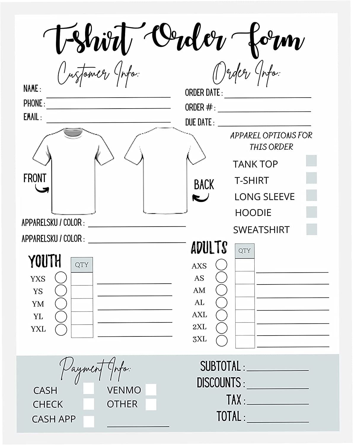 T Shirt Custom Order Form Hoodie Template Business Invoice 75 Pk 8 5x11 Inches Log Book Printable For Small Businesses New Orders Vinyl Decal Sublimation Walmart T Shirt Custom Order Form Hoodie Template Business Invoice 75 Pk 8 5x11 Inches Log Book Printable For Small Businesses New Orders Vinyl Decal Sublimation Walmart