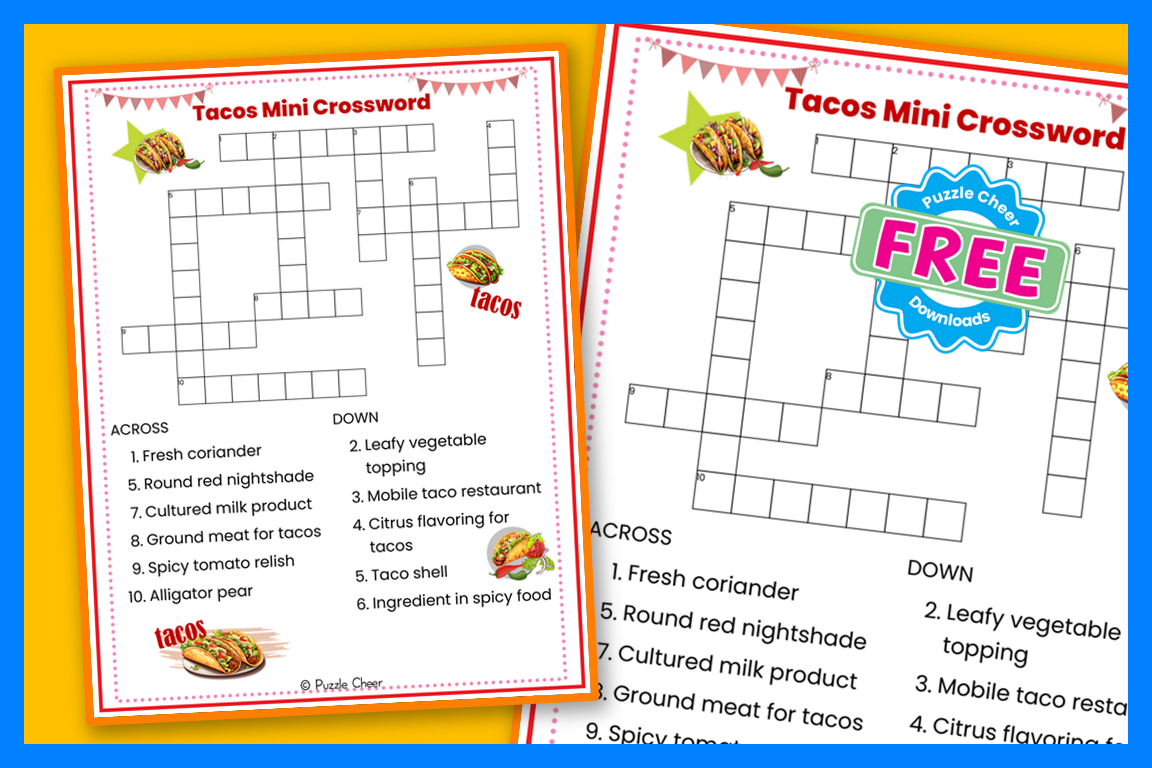 Tacos Mini Crossword Puzzle Puzzle Cheer Tacos Mini Crossword Puzzle Puzzle Cheer