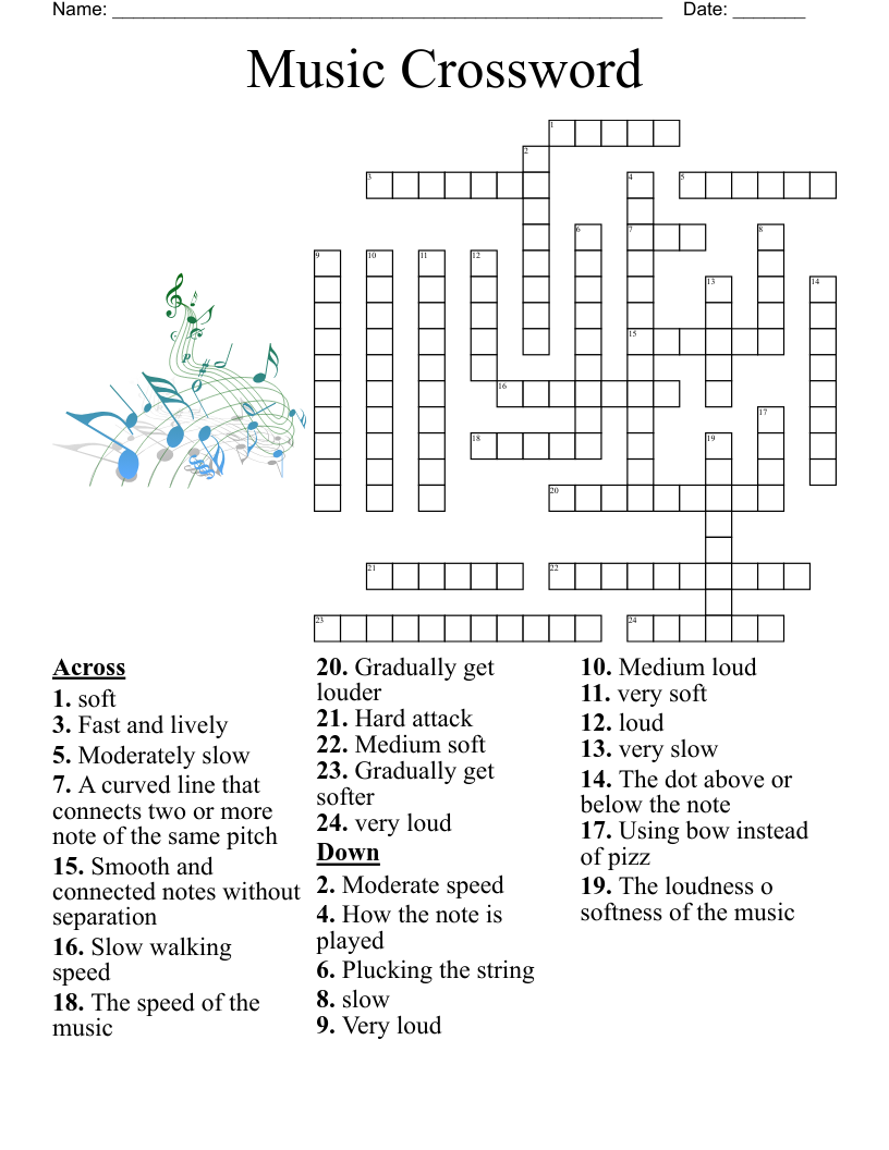 TEMPO IN MUSIC Crossword WordMint
