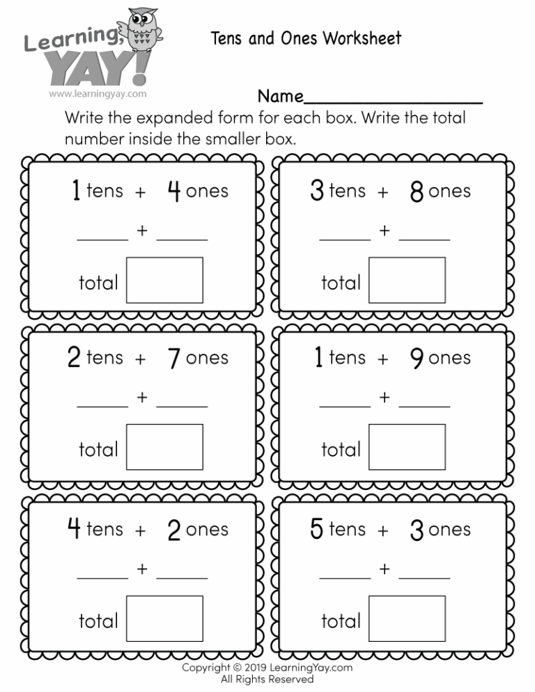 Tens And Ones Worksheet For 1st Grade Free Printable 