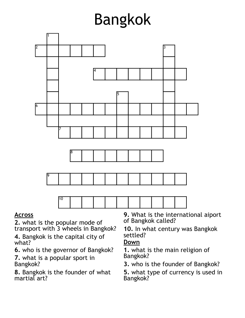 Thailand Crossword WordMint
