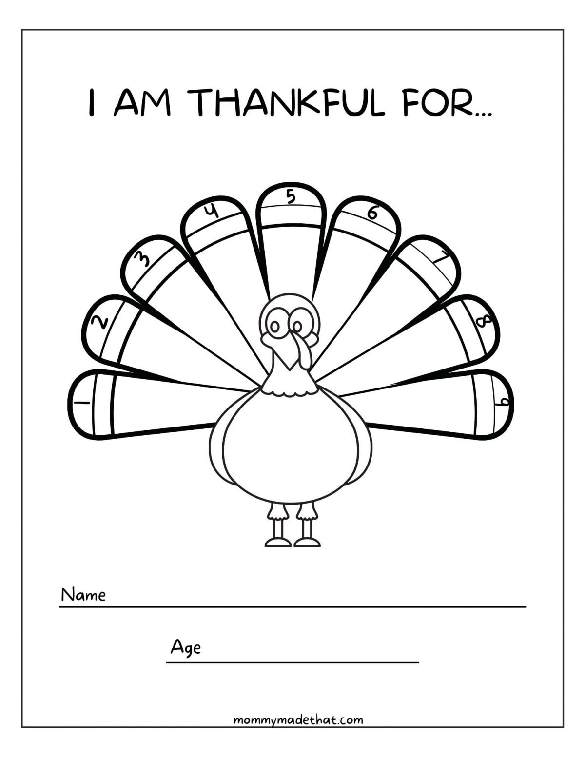 Thankful Turkey Printable Thankful Turkey Printable