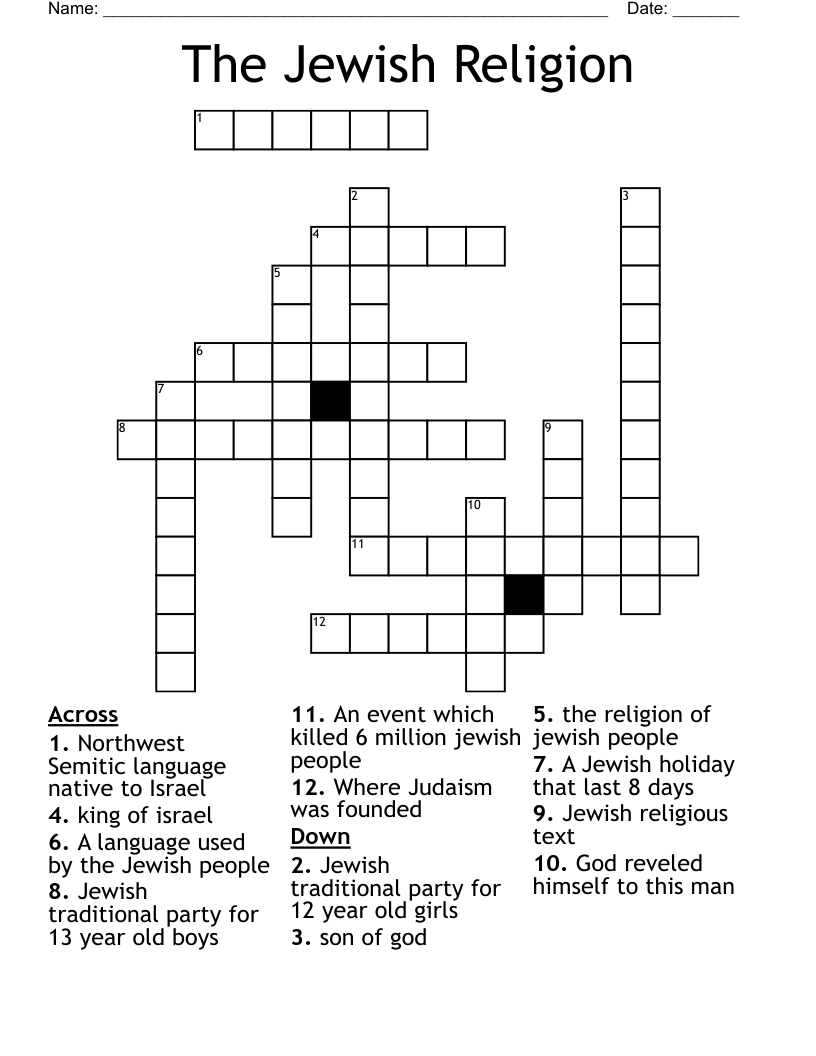 The Jewish Religion Crossword WordMint The Jewish Religion Crossword WordMint
