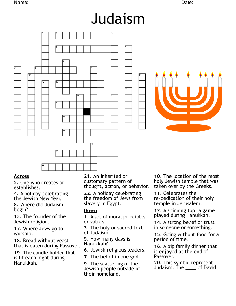 The Jewish Religion Crossword WordMint The Jewish Religion Crossword WordMint