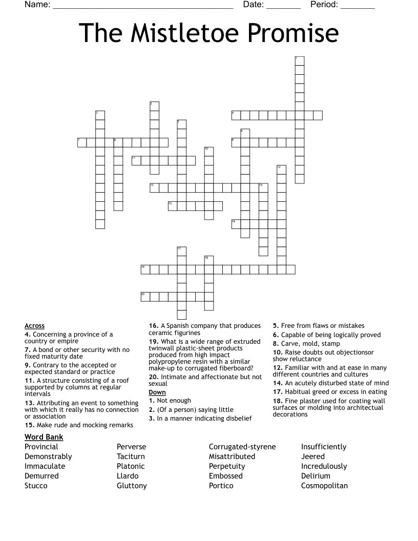 The Mistletoe Promise Crossword WordMint The Mistletoe Promise Crossword WordMint