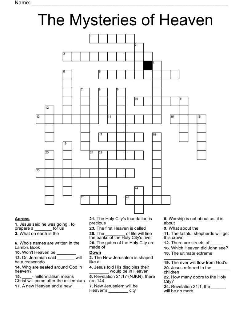 The Mysteries Of Heaven Crossword WordMint The Mysteries Of Heaven Crossword WordMint