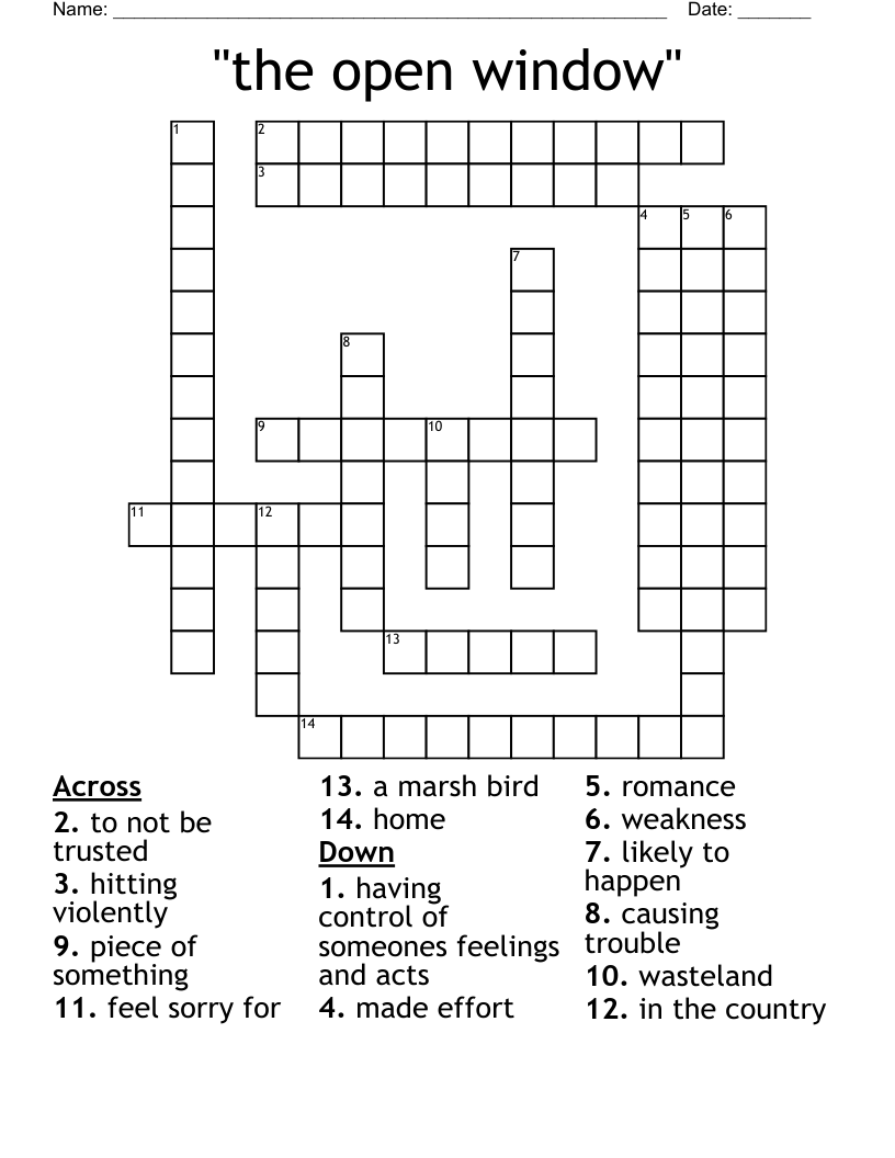The Open Window Crossword WordMint The Open Window Crossword WordMint