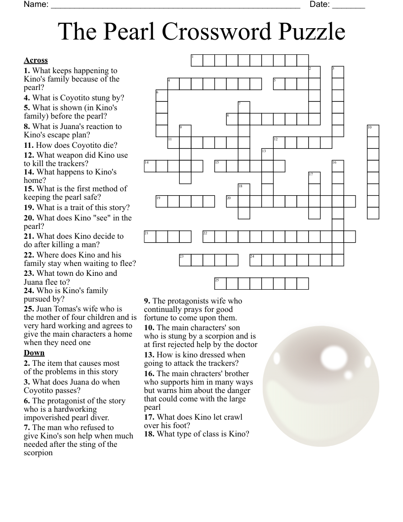 The Pearl Crossword Puzzle WordMint The Pearl Crossword Puzzle WordMint
