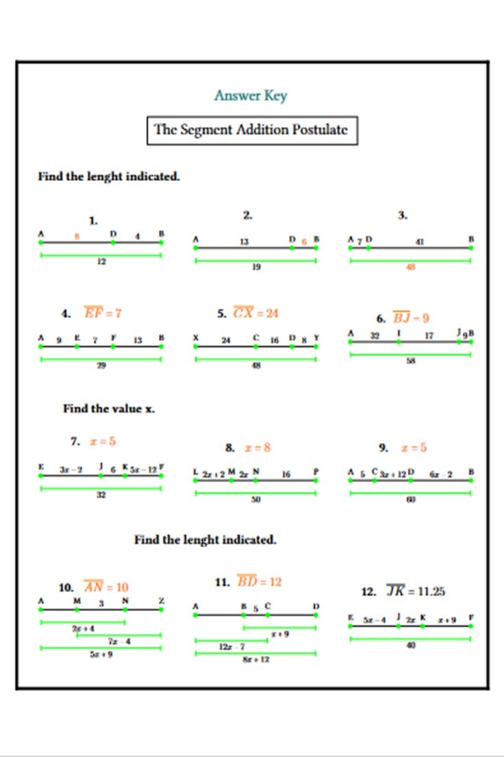 The Segment Addition Postulate Worksheets Homework Geometry The Segment Addition Postulate Worksheets Homework Geometry