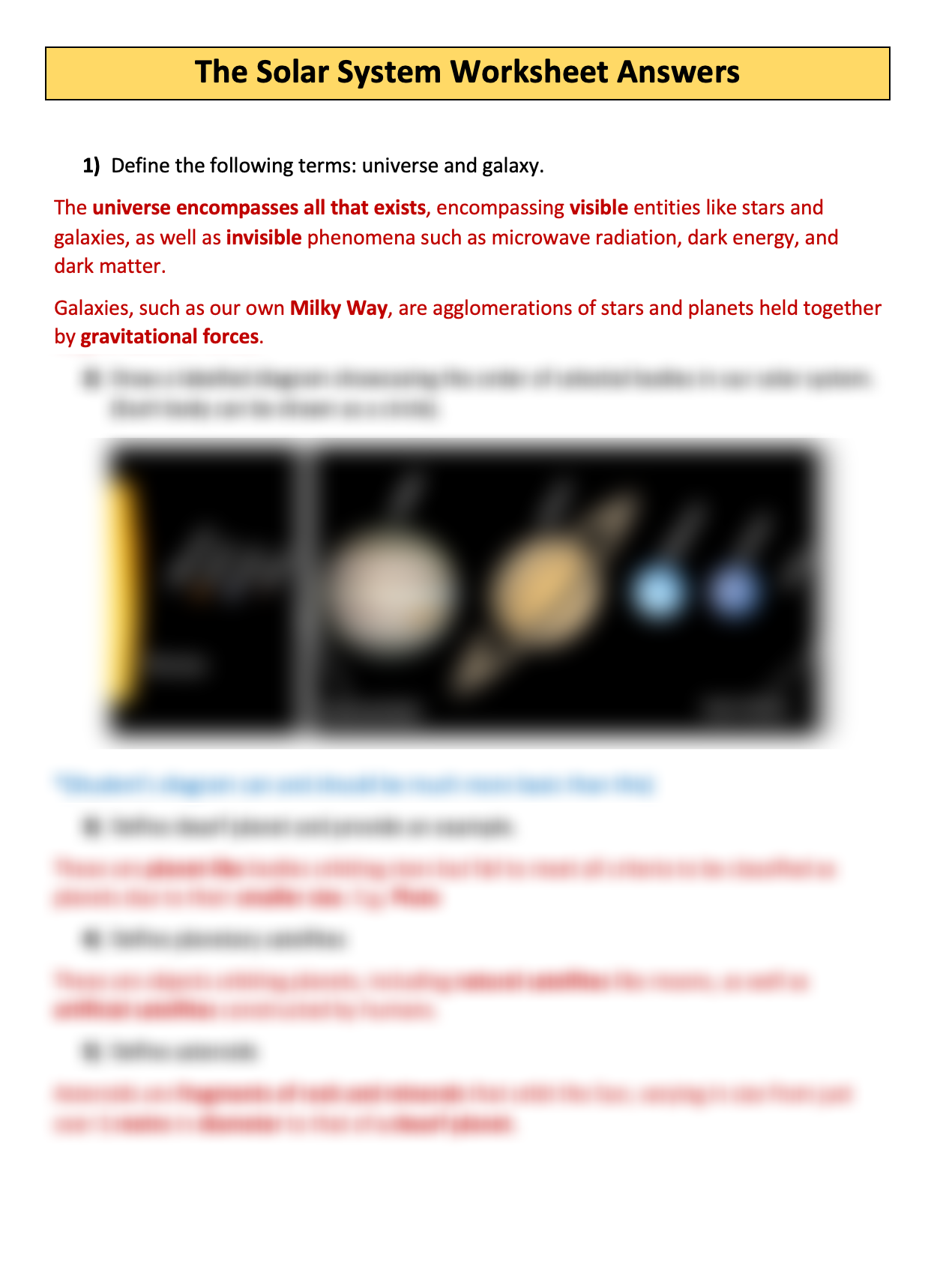 The Solar System Worksheet A Level Physics Teaching Resources The Solar System Worksheet A Level Physics Teaching Resources