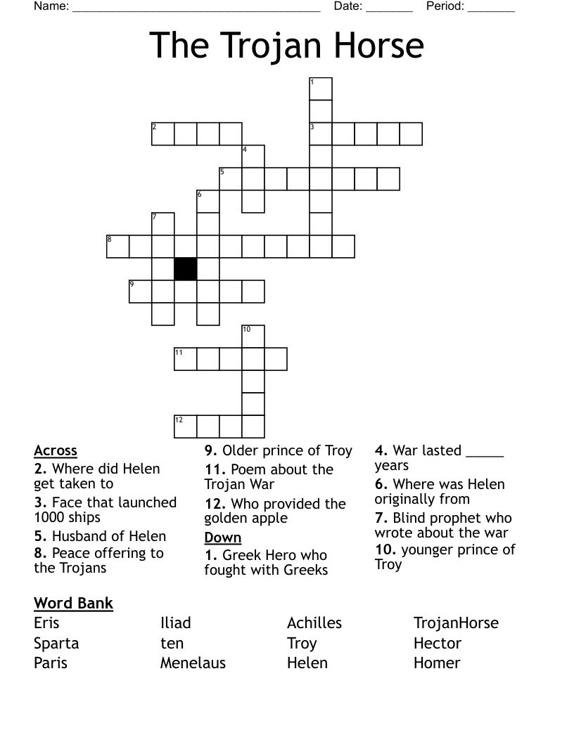 The Trojan Horse Crossword WordMint The Trojan Horse Crossword WordMint