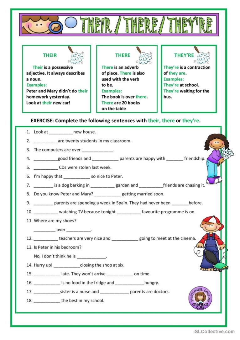 THEIR THERE THEY RE English ESL Worksheets Pdf Doc THEIR THERE THEY RE English ESL Worksheets Pdf Doc