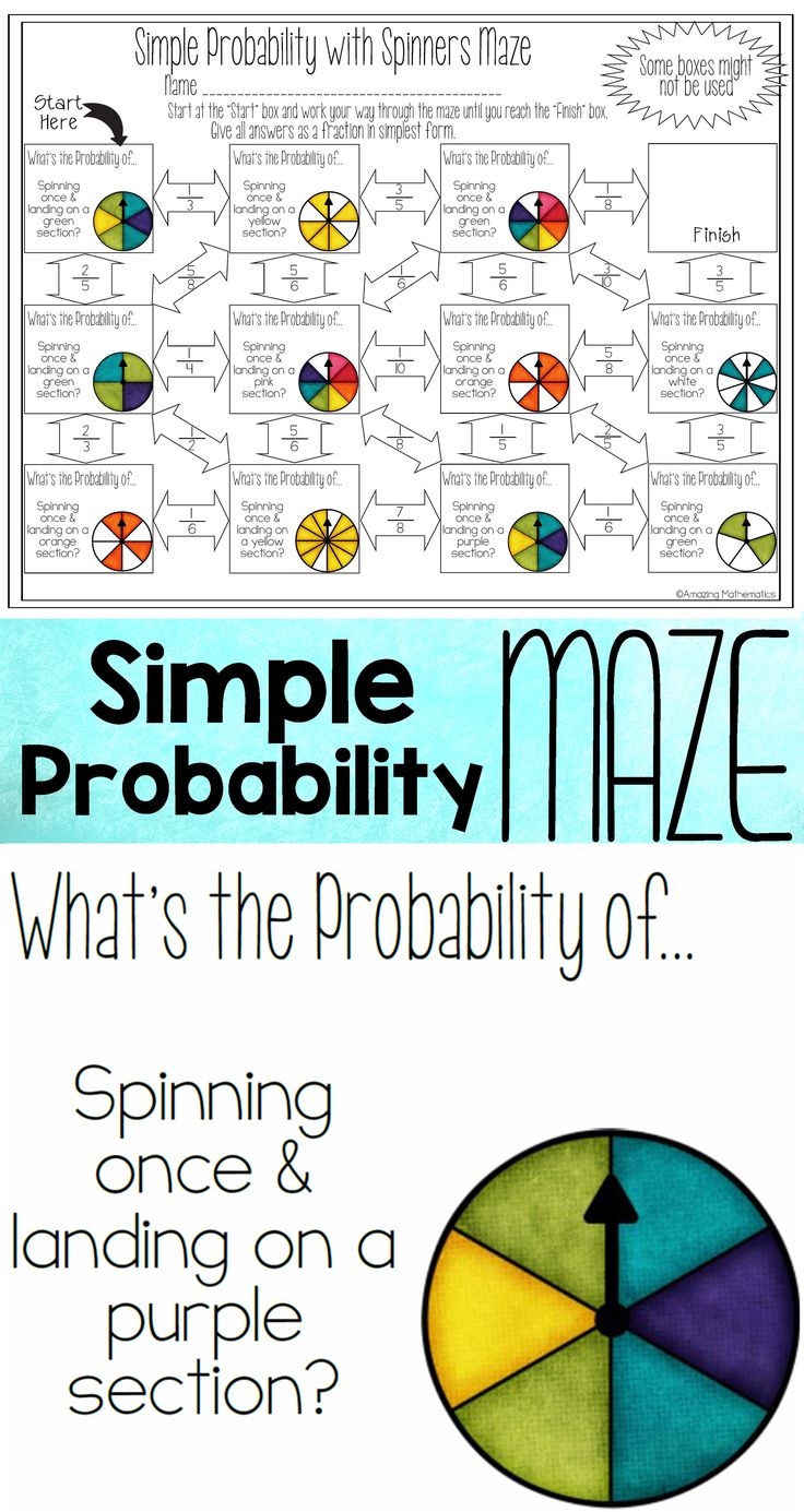 Theoretical Probability Of Simple Events Worksheet With Spinners Maze Activity Theoretical Probability Of Simple Events Worksheet With Spinners Maze Activity
