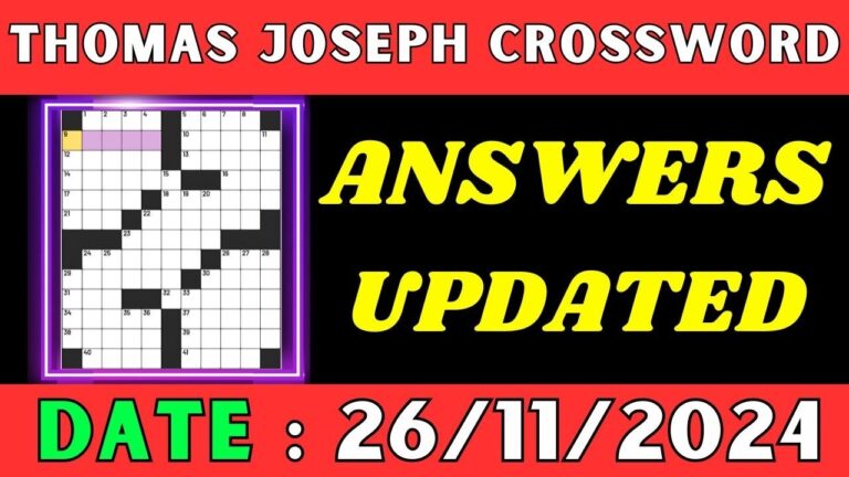 Thomas Joseph Crossword Clue Answers For Nov 26 2024 Solved YouTube