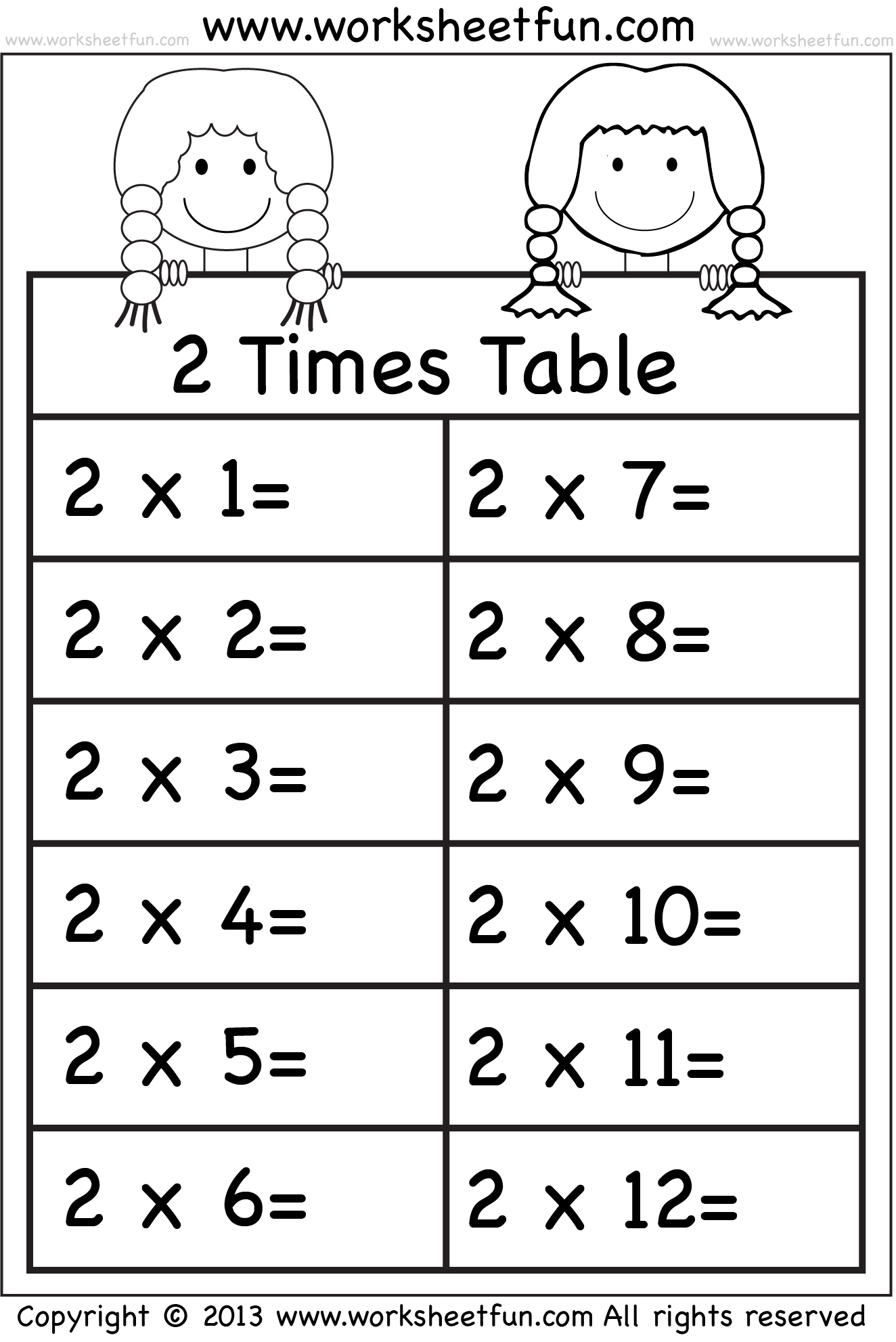 2 times table worksheet 2 times table worksheet