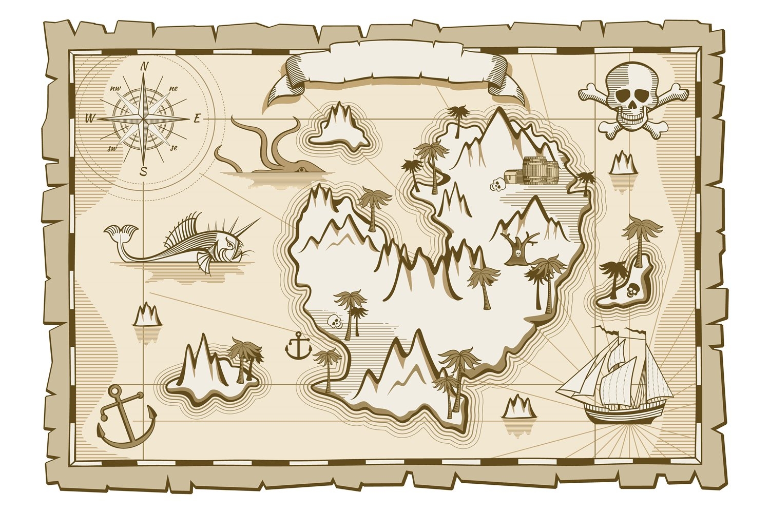 Treasure Map Template Aged Paper With Pirate Island Treasure Map Template Aged Paper With Pirate Island