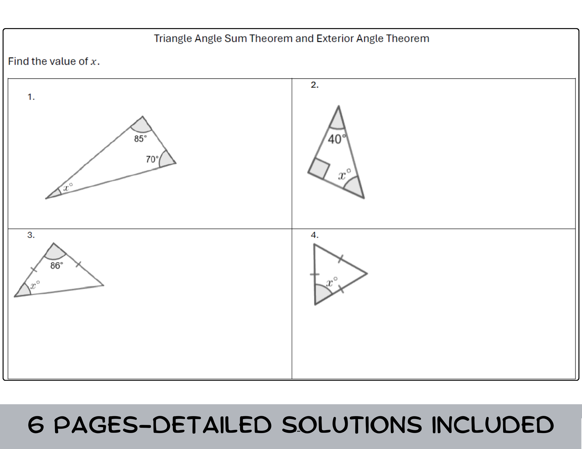 exterior angle theorem worksheet exterior angle theorem worksheet